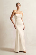 Strapless Satin Mermaid Bridesmaid Dress in Buttercream - KissProm Bridesmaid Dresses
