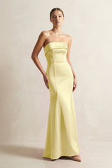 Strapless Satin Mermaid Bridesmaid Dress in Buttercup - KissProm Bridesmaid Dresses