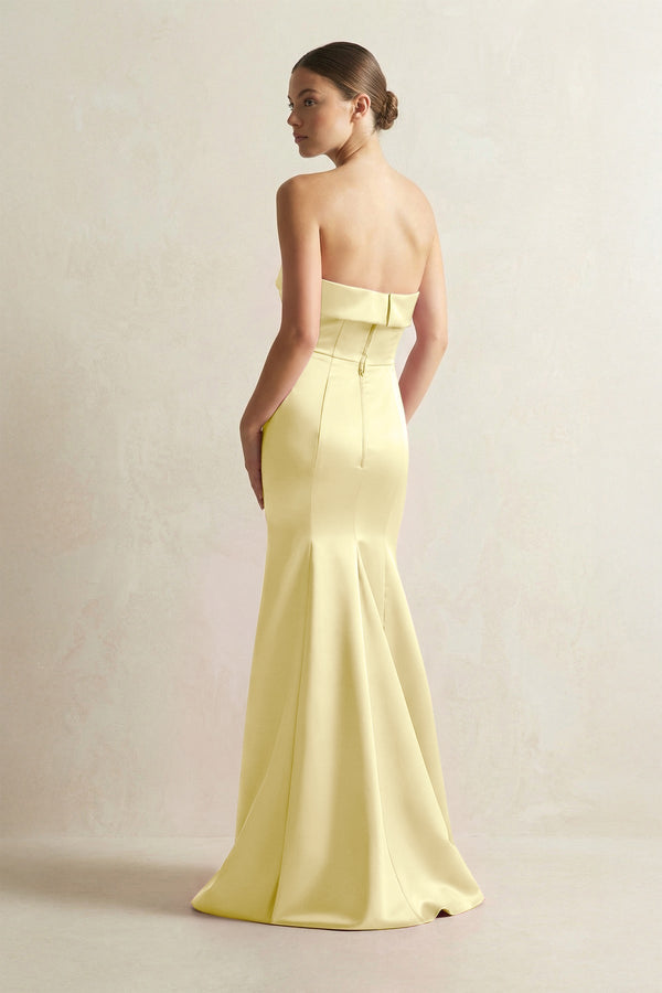 Strapless Satin Mermaid Bridesmaid Dress in Buttercup - KissProm Bridesmaid Dresses