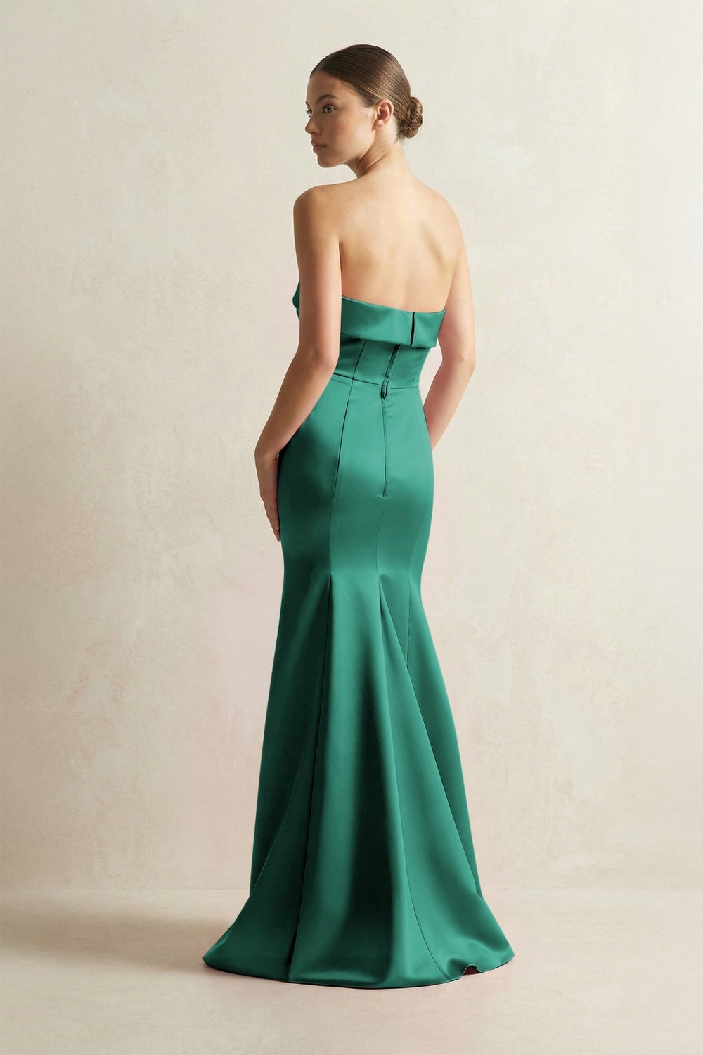 Strapless Satin Mermaid Bridesmaid Dress in Dark Green - KissProm Bridesmaid Dresses