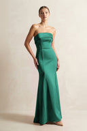 Strapless Satin Mermaid Bridesmaid Dress in Dark Green - KissProm Bridesmaid Dresses