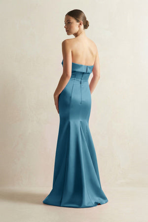 Strapless Satin Mermaid Bridesmaid Dress in Dark Teal - KissProm Bridesmaid Dresses