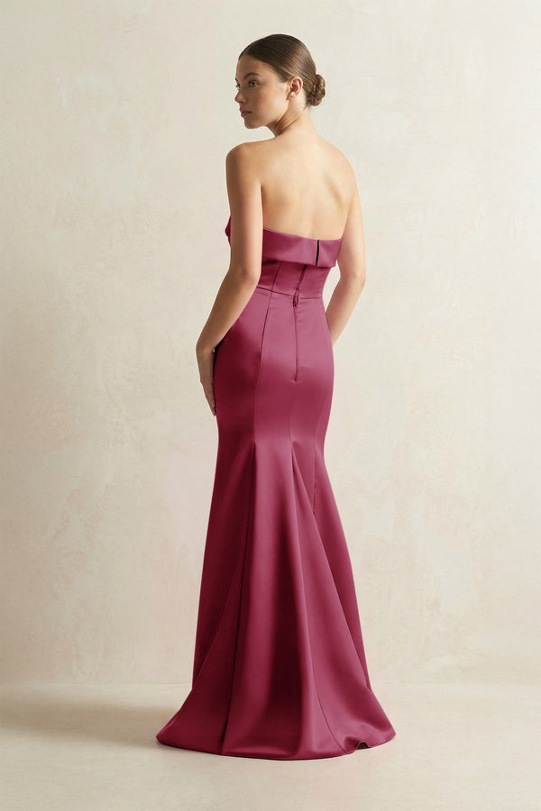 Strapless Satin Mermaid Bridesmaid Dress in Desert Rose - KissProm Bridesmaid Dresses