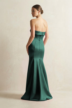 Strapless Satin Mermaid Bridesmaid Dress in Emerald - KissProm Bridesmaid Dresses