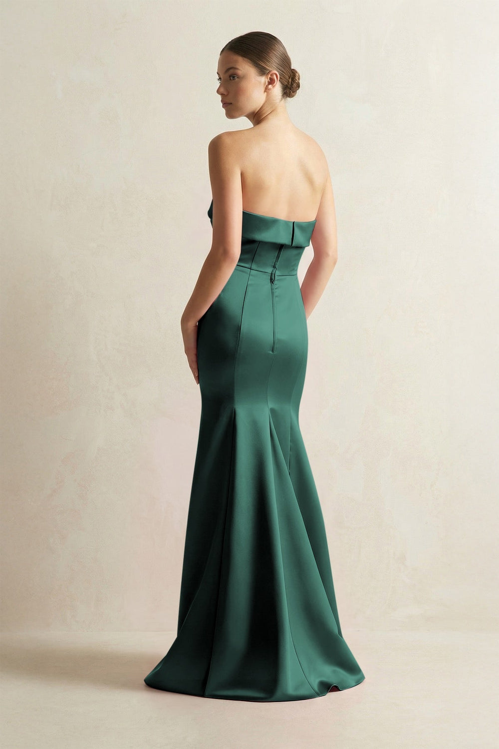 Strapless Satin Mermaid Bridesmaid Dress in Emerald - KissProm Bridesmaid Dresses