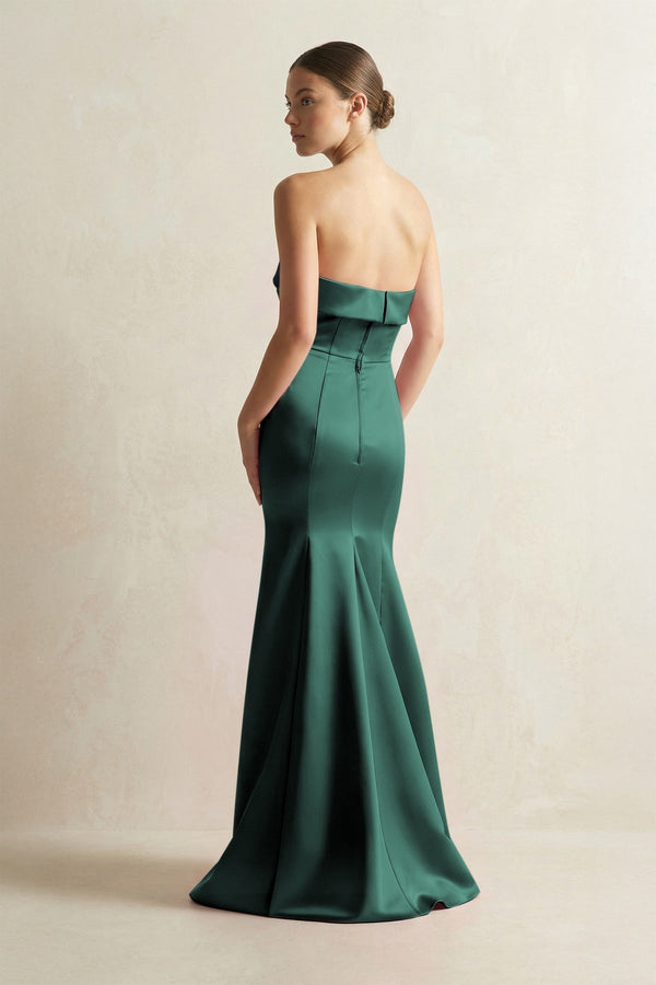 Strapless Satin Mermaid Bridesmaid Dress in Emerald - KissProm Bridesmaid Dresses