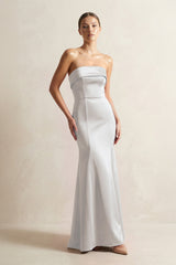 Strapless Satin Mermaid Bridesmaid Dress in Frost - KissProm Bridesmaid Dresses
