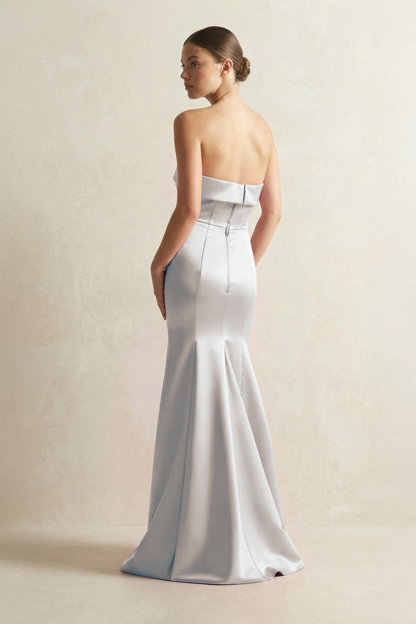 Strapless Satin Mermaid Bridesmaid Dress in Frost - KissProm Bridesmaid Dresses