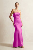 Strapless Satin Mermaid Bridesmaid Dress in Fuchsia - KissProm Bridesmaid Dresses