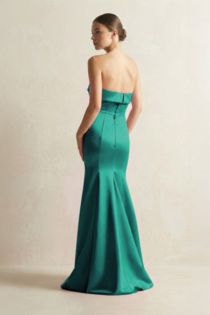 Strapless Satin Mermaid Bridesmaid Dress in Green - KissProm Bridesmaid Dresses