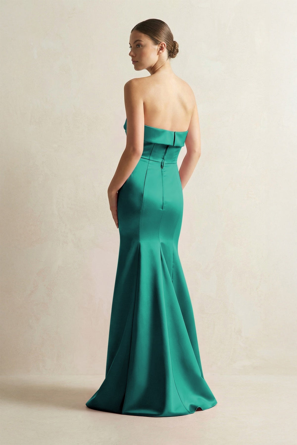 Strapless Satin Mermaid Bridesmaid Dress in Green - KissProm Bridesmaid Dresses