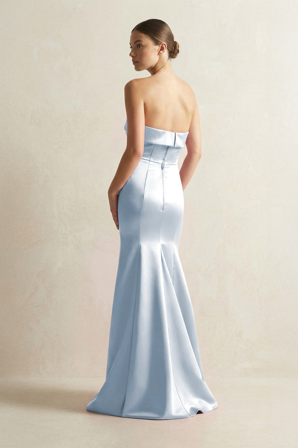 Strapless Satin Mermaid Bridesmaid Dress in Ice - KissProm Bridesmaid Dresses