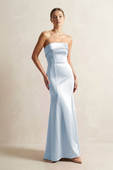 Strapless Satin Mermaid Bridesmaid Dress in Ice - KissProm Bridesmaid Dresses