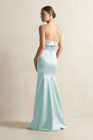 Strapless Satin Mermaid Bridesmaid Dress in Mist - KissProm Bridesmaid Dresses