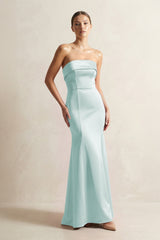 Strapless Satin Mermaid Bridesmaid Dress in Mist - KissProm Bridesmaid Dresses