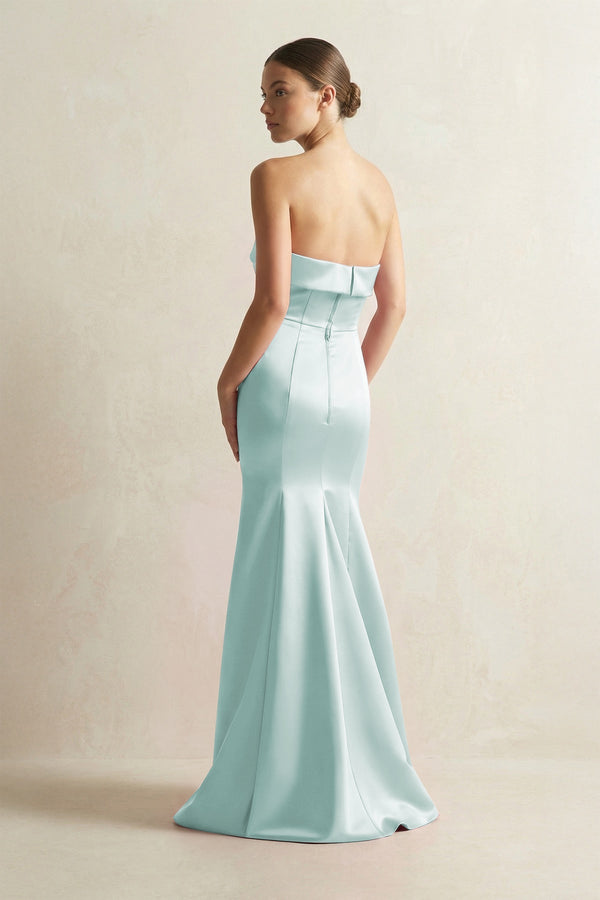 Strapless Satin Mermaid Bridesmaid Dress in Mist - KissProm Bridesmaid Dresses