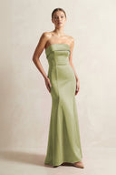 Strapless Satin Mermaid Bridesmaid Dress in Moss Green - KissProm Bridesmaid Dresses