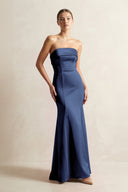 Strapless Satin Mermaid Bridesmaid Dress in Navy - KissProm Bridesmaid Dresses