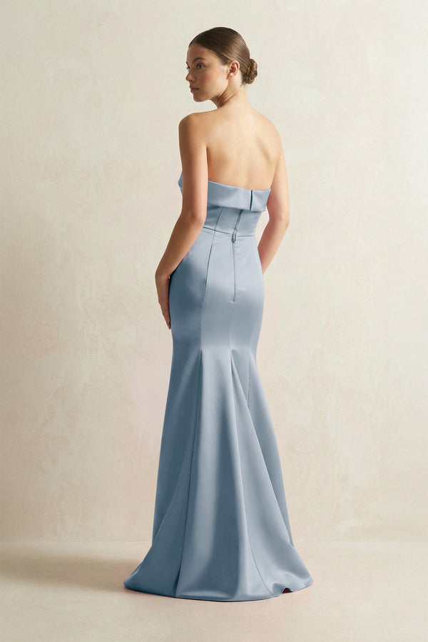 Strapless Satin Mermaid Bridesmaid Dress in Neptune - KissProm Bridesmaid Dresses