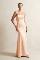 Strapless Satin Mermaid Bridesmaid Dress in Pale Blush - KissProm Bridesmaid Dresses
