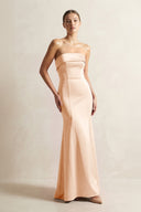 Strapless Satin Mermaid Bridesmaid Dress in Pale Blush - KissProm Bridesmaid Dresses