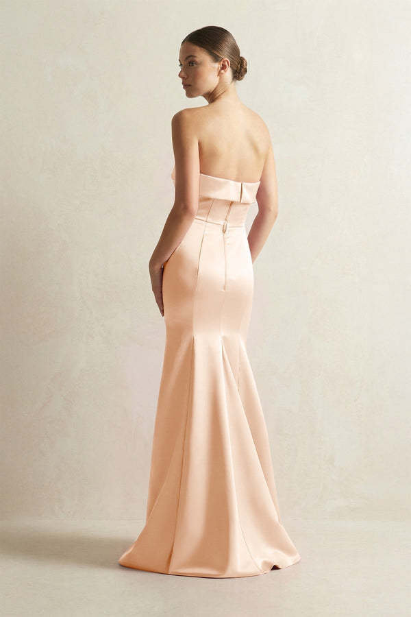Strapless Satin Mermaid Bridesmaid Dress in Pale Blush - KissProm Bridesmaid Dresses