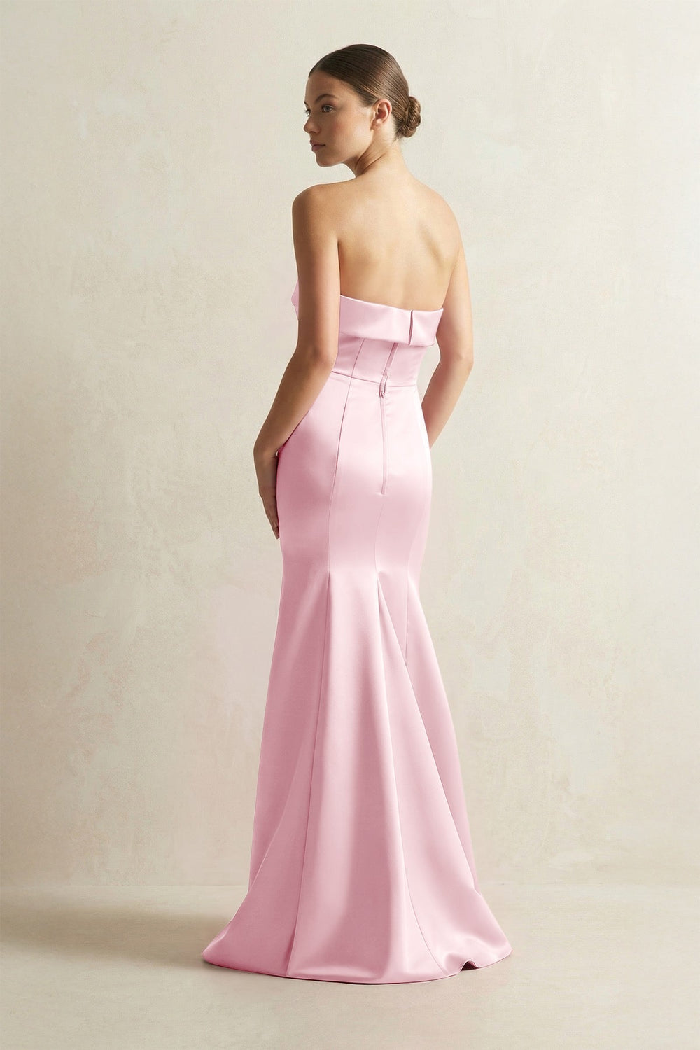 Strapless Satin Mermaid Bridesmaid Dress in Pink - KissProm Bridesmaid Dresses
