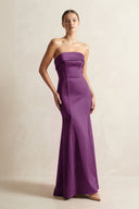 Strapless Satin Mermaid Bridesmaid Dress in Plum - KissProm Bridesmaid Dresses