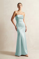 Strapless Satin Mermaid Bridesmaid Dress in Sage - KissProm Bridesmaid Dresses