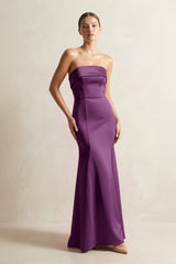 Strapless Satin Mermaid Bridesmaid Dress in Sangria - KissProm Bridesmaid Dresses