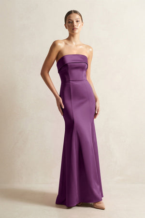 Strapless Satin Mermaid Bridesmaid Dress in Sangria - KissProm Bridesmaid Dresses