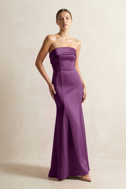 Strapless Satin Mermaid Bridesmaid Dress in Sangria - KissProm Bridesmaid Dresses
