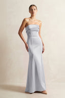 Strapless Satin Mermaid Bridesmaid Dress in Silver - KissProm Bridesmaid Dresses