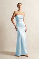 Strapless Satin Mermaid Bridesmaid Dress in Sky Blue - KissProm Bridesmaid Dresses