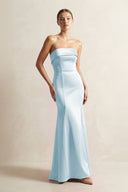 Strapless Satin Mermaid Bridesmaid Dress in Sky Blue - KissProm Bridesmaid Dresses