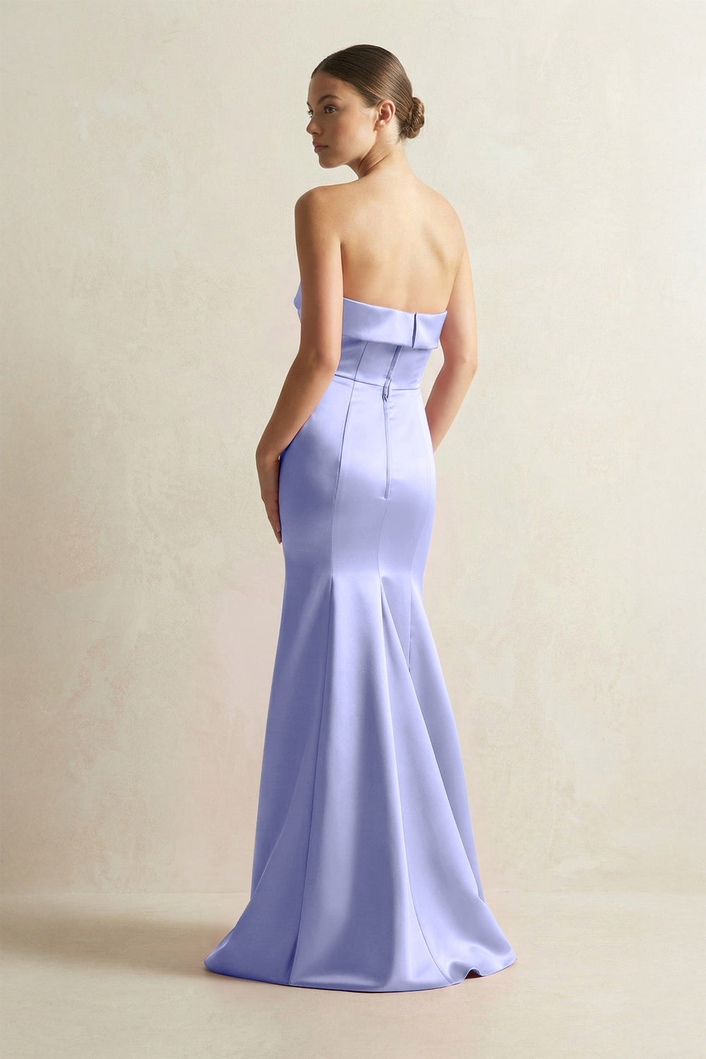 Strapless Satin Mermaid Bridesmaid Dress in Steel Blue - KissProm Bridesmaid Dresses