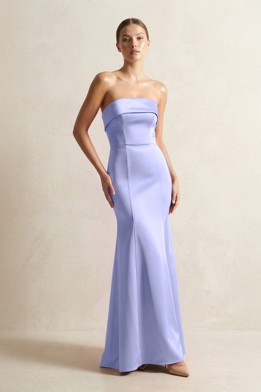 Strapless Satin Mermaid Bridesmaid Dress in Steel Blue - KissProm Bridesmaid Dresses