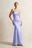 Strapless Satin Mermaid Bridesmaid Dress in Steel Blue - KissProm Bridesmaid Dresses