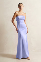 Strapless Satin Mermaid Bridesmaid Dress in Steel Blue - KissProm Bridesmaid Dresses