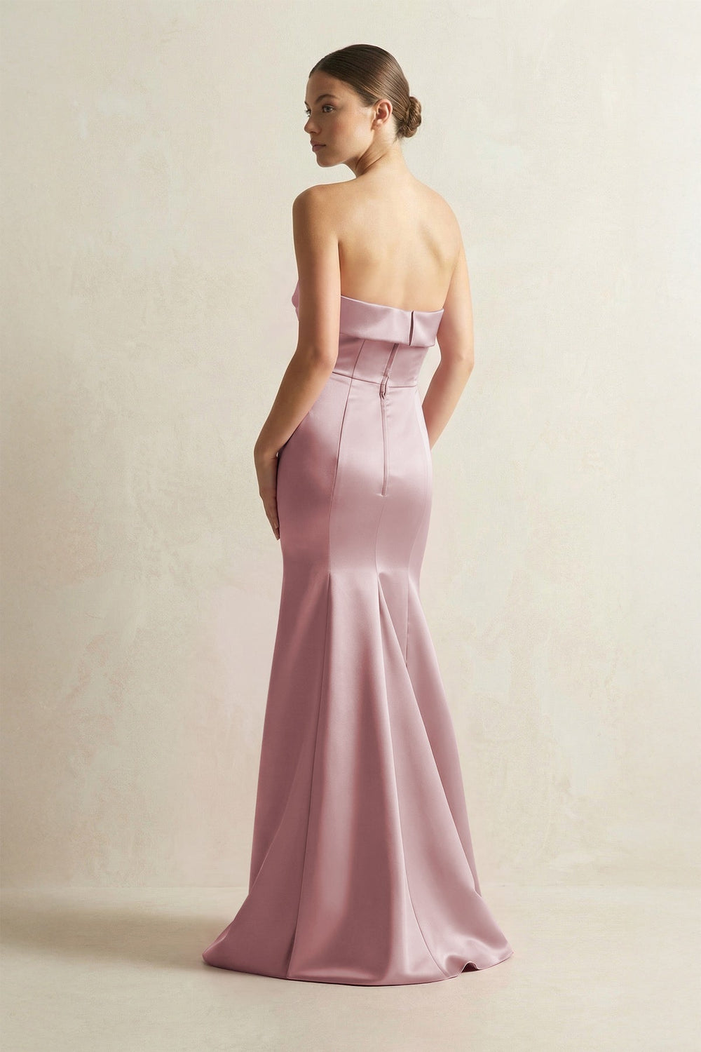 Strapless Satin Mermaid Bridesmaid Dress in Toffee - KissProm Bridesmaid Dresses