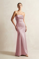 Strapless Satin Mermaid Bridesmaid Dress in Toffee - KissProm Bridesmaid Dresses