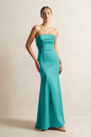 Strapless Satin Mermaid Bridesmaid Dress in Turquoise - KissProm Bridesmaid Dresses