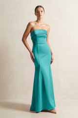Strapless Satin Mermaid Bridesmaid Dress in Turquoise - KissProm Bridesmaid Dresses