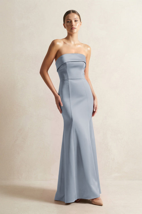 Strapless Satin Mermaid Bridesmaid Dress in Twilight - KissProm Bridesmaid Dresses
