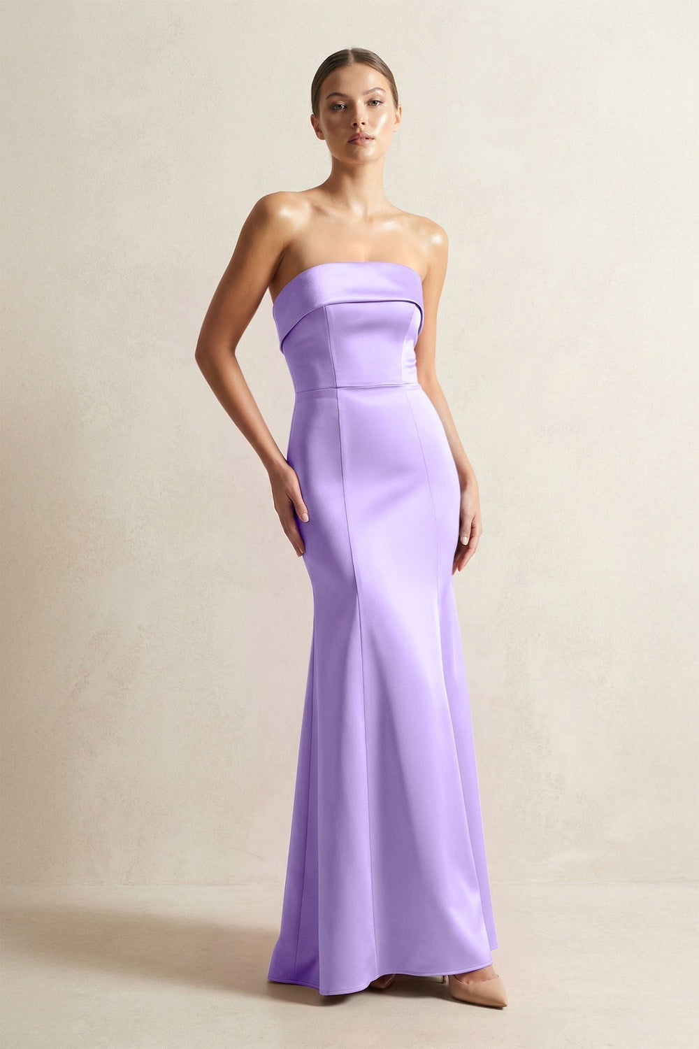 Strapless Satin Mermaid Bridesmaid Dress in Vintage Mauve - KissProm Bridesmaid Dresses