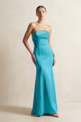 Strapless Satin Mermaid Bridesmaid Dress in Viridian Green - KissProm Bridesmaid Dresses