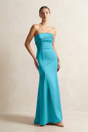 Strapless Satin Mermaid Bridesmaid Dress in Viridian Green - KissProm Bridesmaid Dresses