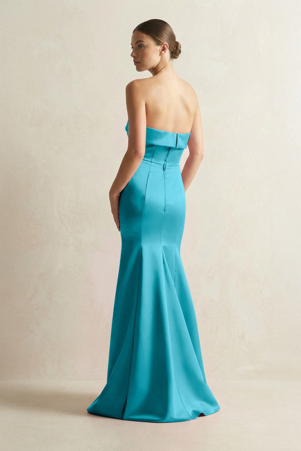 Strapless Satin Mermaid Bridesmaid Dress in Viridian Green - KissProm Bridesmaid Dresses