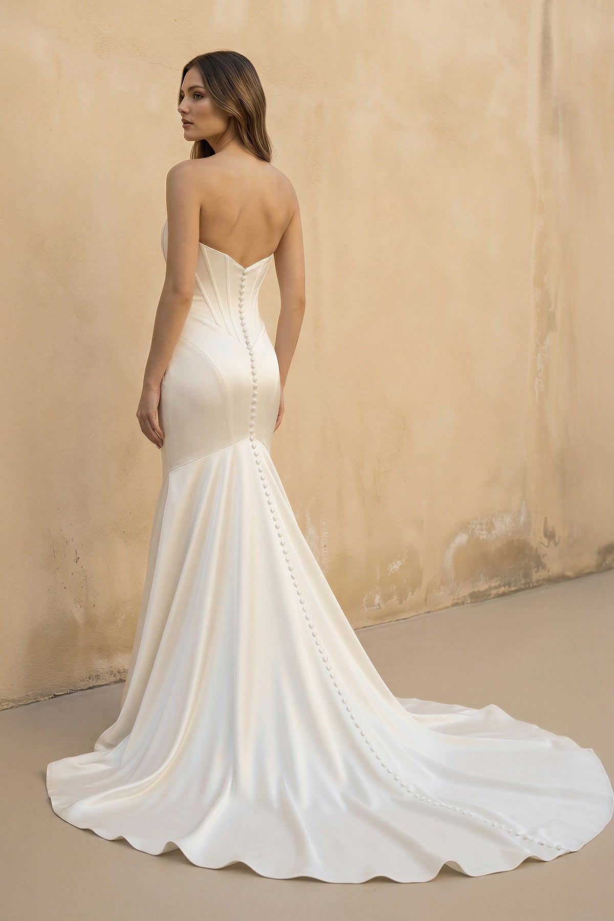 Strapless Satin Mermaid Corset Wedding Dress in Ivory, Ivory / 22 Strapless Satin Mermaid Corset Wedding Dress in Ivory, Ivory / 22