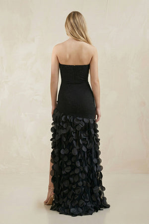 Strapless Sheath Appliqued Wedding Dress With Slit in Black - KissProm Wedding Dresses
